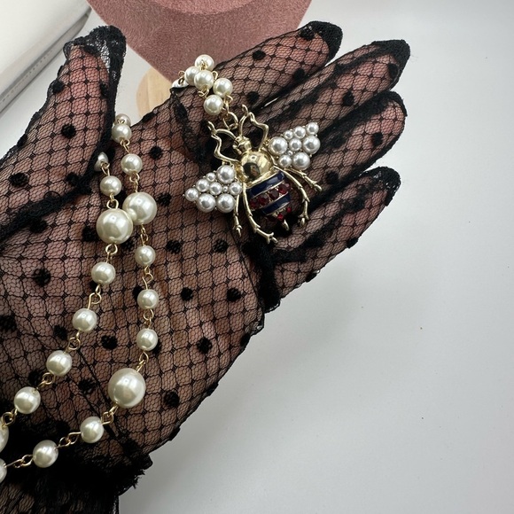 Anthropologie Pearl Bee Elegant Long Gold Necklace - Picture 10 of 17